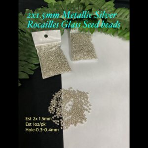 2x1.5mm metallic Silver Rocailles Glass Seed beads (est 1oz) 20% off until 20th July 2025!