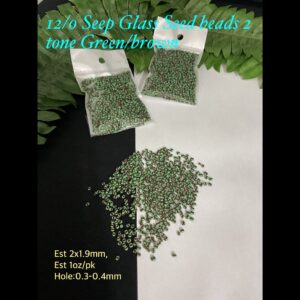 12/0 Seep Glass seed beads 2 Tone Green/Brown (est 1oz) 20% off until 20th July 2025!!