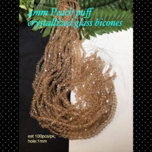 4mm Peach Puff Crystallised glass bicones (est 100pcs)