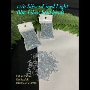 11/0 Silver Lined Light Blue Glass Seed beads (est 1oz) 20% off!
