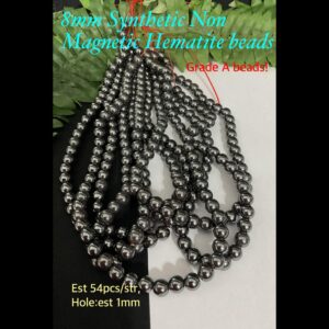 8mm Synthetic Non Magnetic hematite beads (est 54pcs, Gr A!)