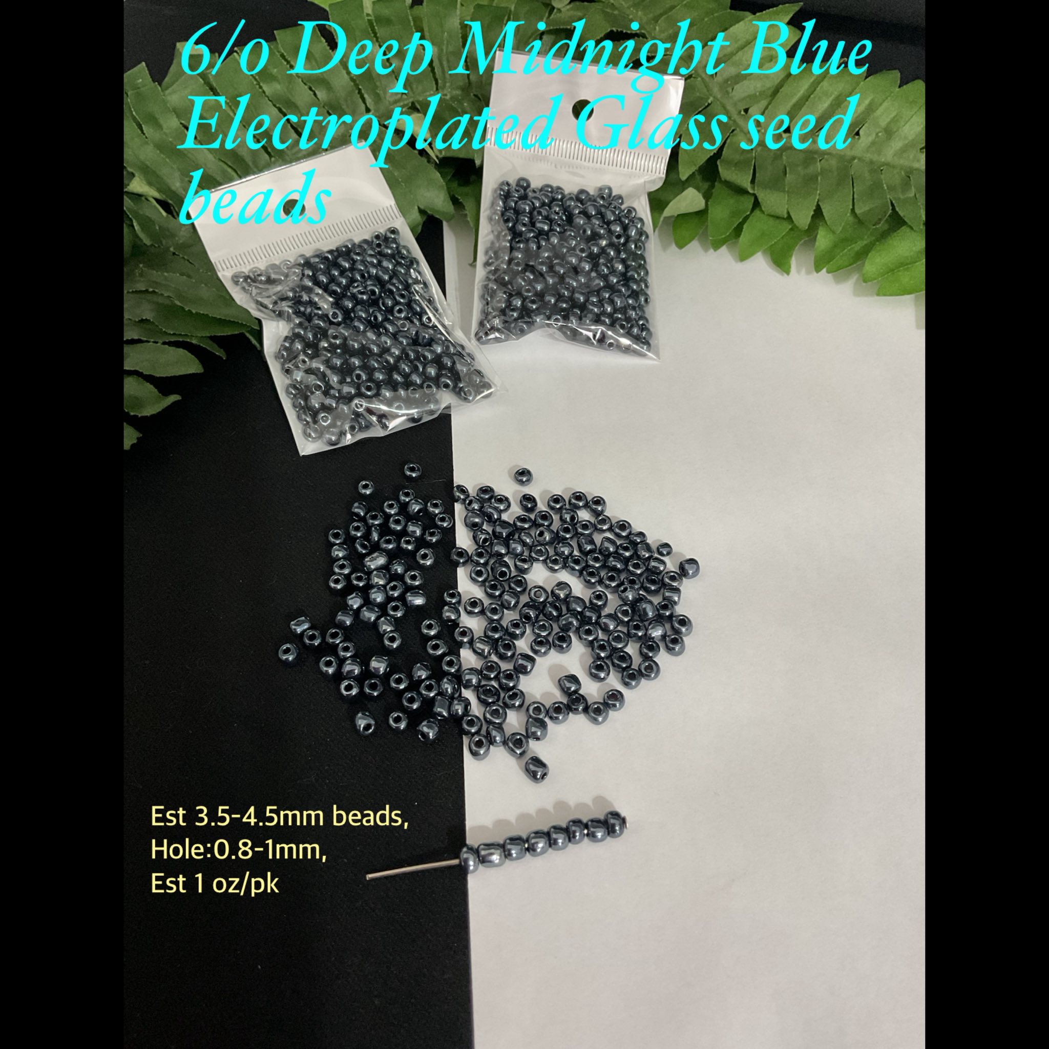 6/0 Deep Midnight Blue Electroplated Glass seed beads (est 1oz) 20% off!