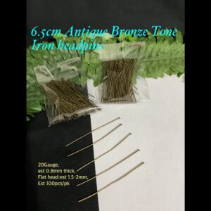 6.5cm Antique Bronze Tone Iron headpins (est 100pcs)