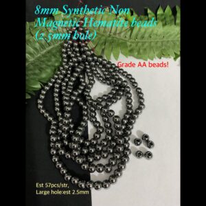 8mm Synthetic Non Magnetic hematite beads (est 57pcs, 2.5mm Hole) Gr AA!