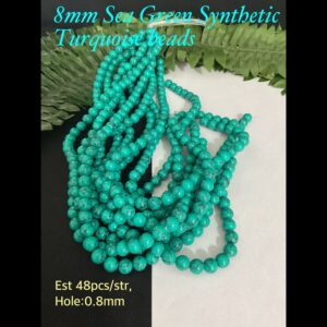 8mm Sea Green Synthetic Turquoise beads (est 48pcs)