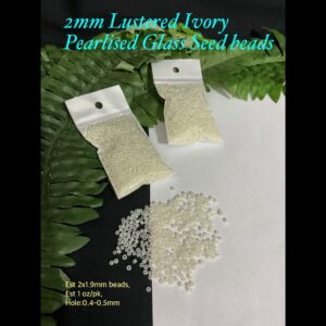 2mm Lustered Ivory pearlised Glass seed beads (est 1oz) v