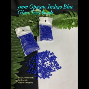 3mm Opaque Indigo Blue Glass seed beads (est 1oz) 20% off!