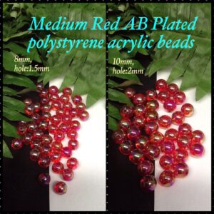 10mm Medium Red AB Plated Polystyrene Acrylic beads (est 100pcs)