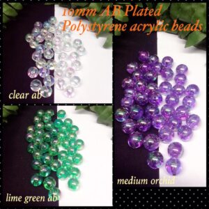 10mm Lime Green AB plated polystyrene acrylic beads (est 100 pcs)