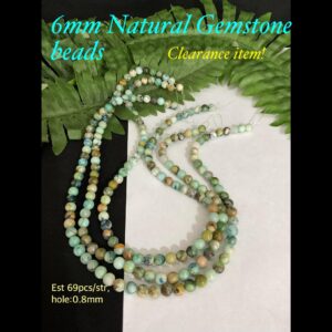 6mm Natural Gemstone beads (est 69pcs) 30% off!