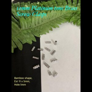 11mm Platinum tone Brass Screw Clasps (5pcs)