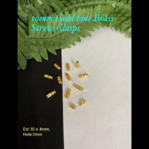 10mm Gold tone Brass Screw Clasps (5pcs)