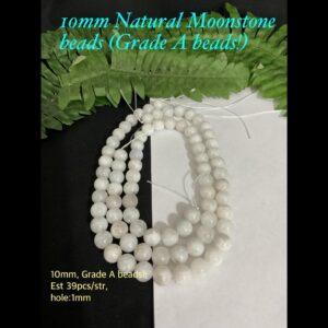 10mm Natural Moonstone beads (Grade A beads, est 39pcs)