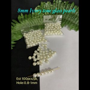 8mm Ivory Tone Glass pearls (est 100pcs)
