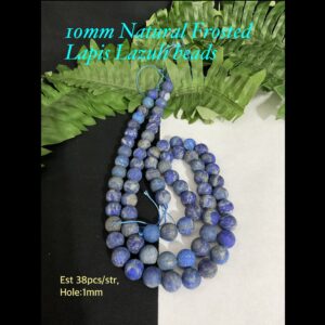 10mm Natural Frosted Lapis Lazuli beads (est 38pcs)