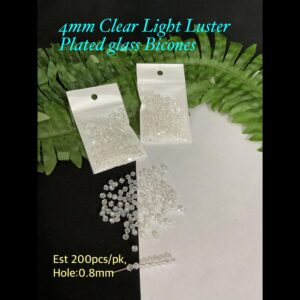 4mm Clear Light Luster Plated Glass bicones (est 200pcs)
