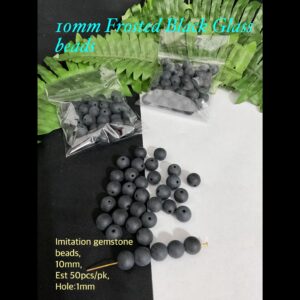 10mm Frosted Black Glass beads (est 50pcs) 20% off!
