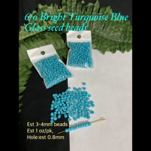 6/0 Bright Turquoise Blue Ceylon Glass seed beads (est 1 oz)