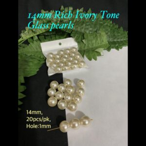 14mm Rich Ivory Tone Glass pearls (20pcs)