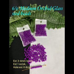 6/0 Medium Orchid Glass seed beads (est 1 oz)