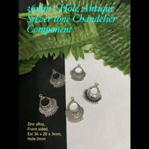 36mm 7 Hole Antique Silver tone Chandelier Component (6pcs)