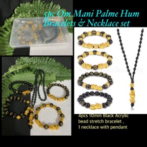 5pc Om Mani Padme Hum Bracelets & Necklace set in container 20% off!