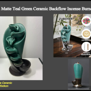 20cm Teal Green Matte Ceramic Side Fountain Backflow Incense Burner