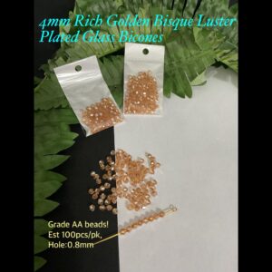 4mm Rich Golden Bisque Luster Plated Glass bicones (est 100pcs) 20% off!