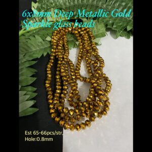 6x8mm Deep Metallic Gold Sparkle glass beads (est 65-66pcs) 20% off!