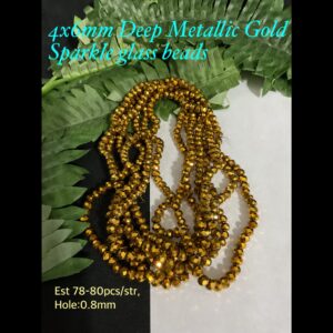 4x6mm Deep Metallic Gold Sparkle glass beads (est 80pcs) 20% off