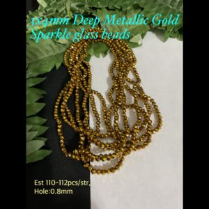 3x4mm Deep Metallic Gold Sparkle glass beads (est 112pcs) 20% off!