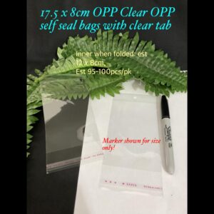 17.5x8cm Opp Clear self seal bags with clear display tab (est 95-100pcs)