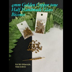 4mm Golden Copper tone Half Handmade Glass bicones (est 100pcs) 30% off!