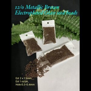 12/0 Metallic Brown Electroplated Glass Seed beads (est 1oz) 20% off!