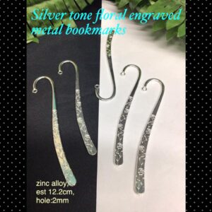 12.2cm Silver tone floral engraved metal bookmarks (5pcs)