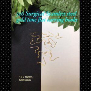 316 Surgical Stainless steel gold tone flat earring hooks (5prs)