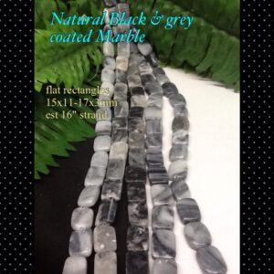 13-15mm Natural Black & Grey coated Marble flat rectangles