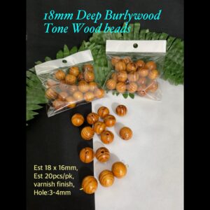 18mm deep Burlywood Tone Natural Wood beads (est 20pcs)