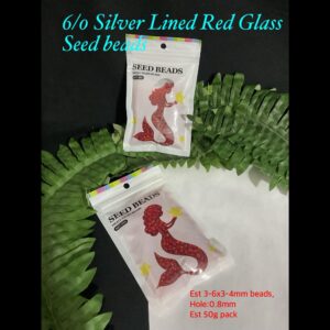 6/0 Silver Lined Red Glass seed beads (est 50g) 20% off!