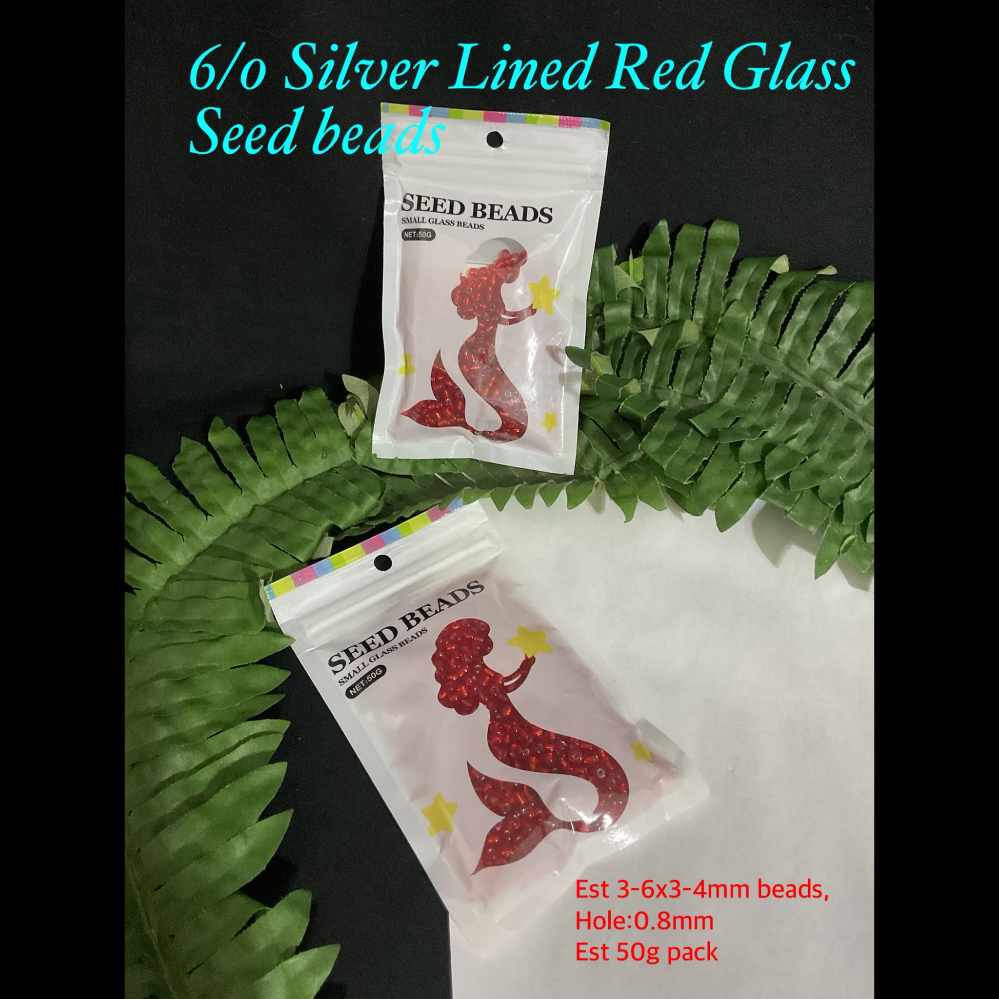 6/0 Silver Lined Red Glass seed beads (est 50g) 20% off!