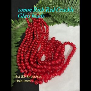 10mm Rich Red Crackle Glass beads (est 82-84pcs) 10% off !