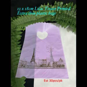 13x18cm Lilac/Tower printed Extra Thin Printed Plastic bags (est 29-30pcs) 20% OFF!