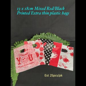 13x18cm Mixed red/Black printed Extra Thin Printed Plastic bags (est 25pcs) 20% OFF!