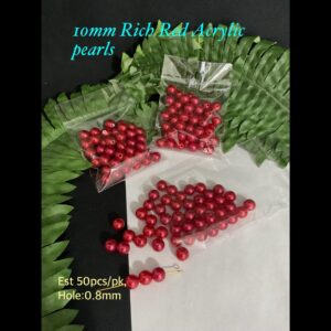 10mm Rich Red Acrylic Pearls (est 50 pcs)