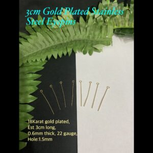 304 3cm Gold Plated Stainless Steel Eyepins (est 20pcs)