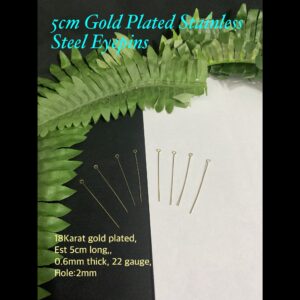 304 5cm Gold Plated Stainless Steel Eyepins (est 10pcs)
