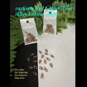 10x6mm Red Copper Tone Alloy Lobster clasps (est 20pcs)