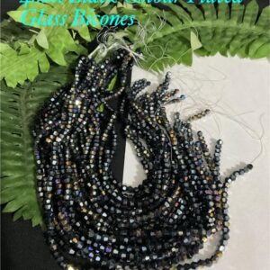 4mm Black Colour Plated glass bicones (est 85-86pcs/str)