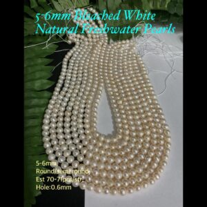 5-6mm Bleached White Natural Freshwater pearls (est 70-71pcs) 10% off!