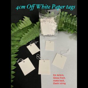 4cm Off White paper tags (est 20pcs)